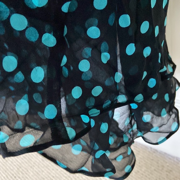 Nine West Black Turquoise PolkaDot Silk Dress Sz 4 - Picture 7 of 12